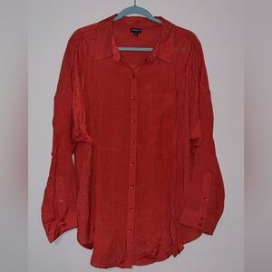 NWOT Torrid Red Orange Button Down Shirt